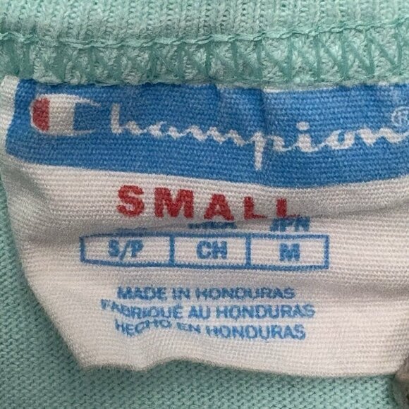 VTG Y2K Champion Short Sleeve T C Logo Light Mint Green Women’s S BLOKETTE - Picture 5 of 7